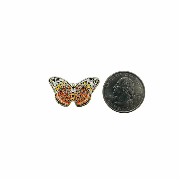 🦋Butterfly Enamel Pin Insect Animal Brooch Lapel Alloy Orange Black New Oz - Picture 5 of 5